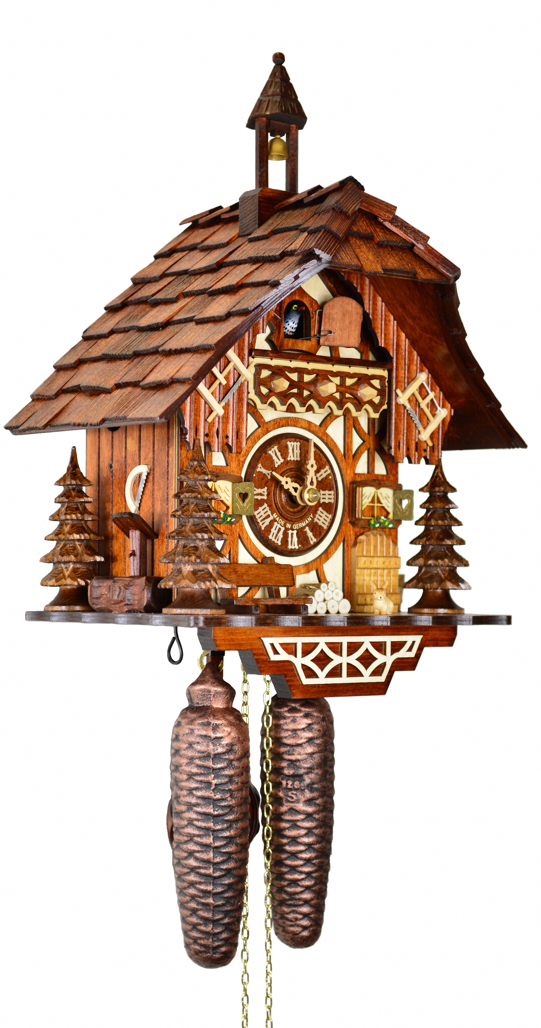 Orologio Cucù Germania Orologio A Cucù Foresta Nera - Meccanico Legno Massiccio | 1 Giorno Con Tritacarne Orologio Casa