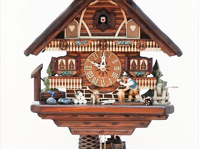 Pendule à Coucou Hekas Maison Forêt-Noire Avec Bûcheron, Modèle KA 3752/8 EX Neuf